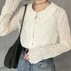 【美品】 夏服 春服 トップス レース シアートップス カジュアル