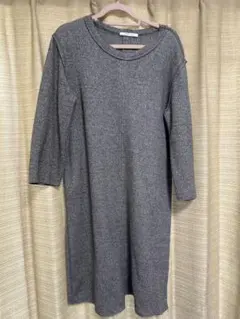 ZARA グレー ニットワンピース 七分袖