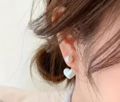 ハート型パール風スタッドピアス