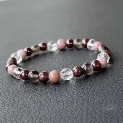 No2568☆ガーネット*ピーモンタイト*アイスオブシディアン天然石ブレスレット