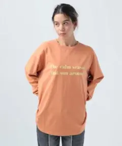 オレンジ色プリント長袖Tシャツ 2(S)(02)のサムネイル