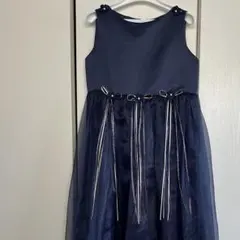 ネイビー フォーマルドレス 後ろリボン 130〜140 ギッズドリーム