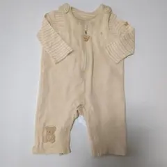 ミキハウスベージュ クマ刺繍 ロンパース・カバーオール70センチ