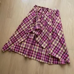 Yorkkand ヨークランド チェック柄アシンメトリーロングフレアースカート