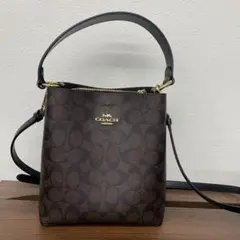 【美品】COACH ブラウンレザーショルダーバッグ