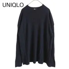 2102　UNIQLO／ユニクロ　リブニット　トップス　ネイビー　M　美品