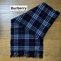 バーバリー ノバチェック マフラー ラムウール イングランド製 ネイビー