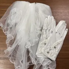 ウェディンググローブ ホワイト 花刺繍