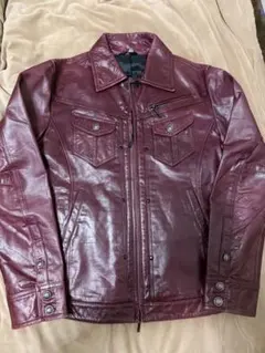 A.S.M 日本限定 本革 レザーGジャン レザージャケット vintage 赤のサムネイル