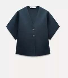 美品 ZARA プレーンニットショートスリーブカーディガン XLのサムネイル