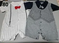 ストライプ柄ロンパース2点セット 80cm