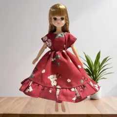 22cmドール着せ替え服 ワンピース リカちゃん 人形 ハンドメイド