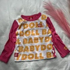 超美品110㎝激カワBABY DOLL 長袖カットソー ホワイト/ピンク黄色水玉
