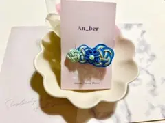 水引　ヘアクリップ　水色　ハンドメイド