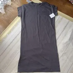 QMSJ カットソーワンピース ダークグレー M