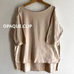 OPAQUE.CLIP／Uネック Tシャツ／ピンクベージュ／コットン100% L