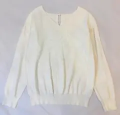 Rirandture ニット Vネック 薄手 アイボリー 透けにくい