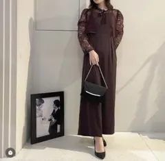 新作　スカラップボレロメニーウェイパンツドレス　ブラウン