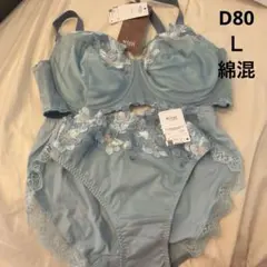 水色　WACOAL Wing Lesiage ブラジャーショーツ　D80 L