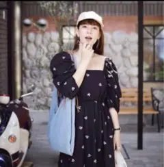 ZARA 花柄パフスリーブワンピース