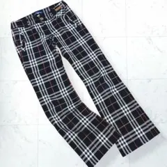 美品＊バーバリーブルーレーベル 金ボタン ホース刺繍 ノバチェックパンツ 34