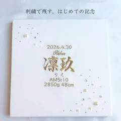パール×刺繍　命名書 刺繍 パール 名入れ オーダー 出産祝い　刺繍命名書