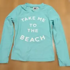 ラッシュガード　長袖　ハイネック　水色　 M（120〜140）　キッズ　男女兼用