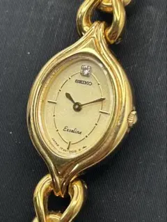 ☆稼働品☆セイコー　エクセリーヌ　クォーツ　シェル　1pダイヤ　レディース腕時計 極美品 SEIKO エクセリーヌ シェル文字盤 レディース腕時計 1016