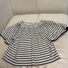 アースミュージックアンドエコロジー　Tシャツ ボーダー　M ホワイトシャツ