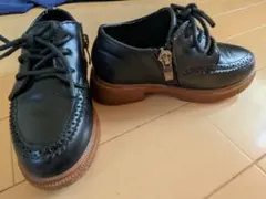 キッズ　フォーマル　靴　シューズ 　ブラック　艶あり　紐靴　革靴風　16.5cm