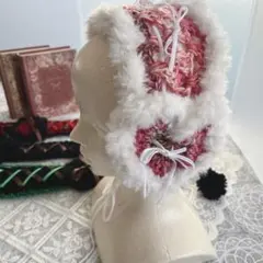 ピンクと白のファー付き イヤーマフ