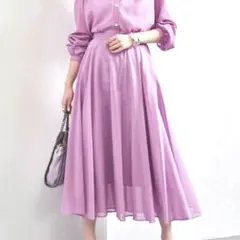 [UNITED ARROWS] UWCS シアー フレアスカート ライトピンクM