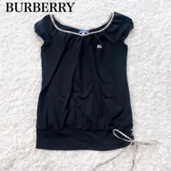 バーバリー ノバチェック カットソー ホースロゴ リボン Tシャツ ブラック 黒