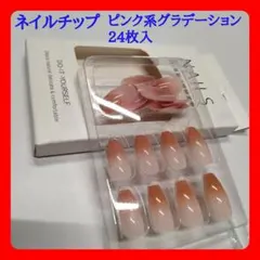 ネイルチップ フレンチ 淡いピンク系グラデーション 24枚入 シンプル 可愛い