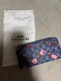 未使用コーチ 花柄 長財布 ロング ウォレットシグネチャー チェリー