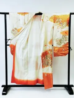 豪華刺繍 振袖 正絹 御所車 雲取り 金彩 古典柄 成人式◆m047