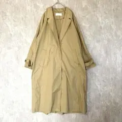 【ショコラフィネローブ】 ステンカラーコート ロング丈 ベージュ F 綿混