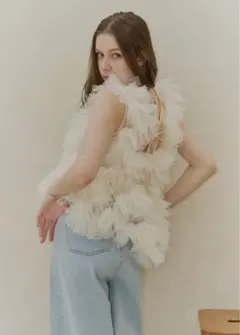 NOTREemor asymmetry tulle tops ivory - メルカリ