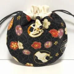 まるまる猫　 ミニ まんまる 巾着　ハンドメイド