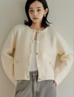 Re:EDIT 起毛ニットゴールドボタンカーディガン