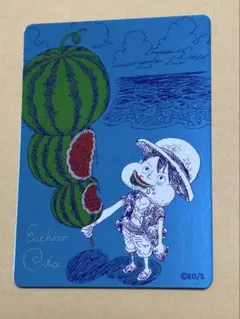 ONE PIECE ルフィ スイカ イラストカード 2枚セット スリーブ付き L*i様 ONE PIECE ルフィ スイカ イラストカードナツコミ2枚セット
