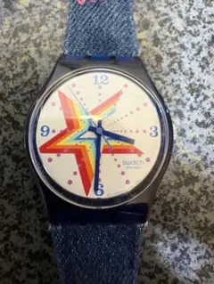 Swatch デニムストラップ 稼動 S225 スウォッチ 85