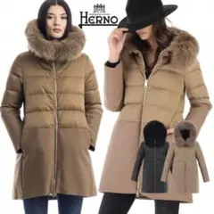 【クリーニング済】HERNO(ヘルノ)ファー付き！切替ダウン ジャケット コート
