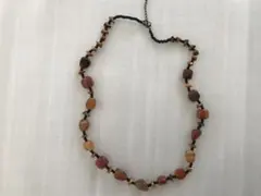 オレンジ系天然石ビーズネックレス