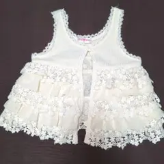 110〜120★メゾピアノ★レース＆シフォン使い！ティアードチュニックベスト★S