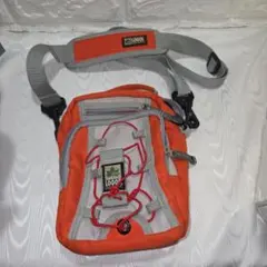 【中古品】LOGOS ショルダーバッグ オレンジ グレー アウトドア、野外用