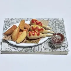ミニチュアフード アメリカンドッグ フライドポテトポテト カフェ