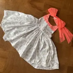 MARLMARL マールマールエプロン　花柄　ピンクリボン　80〜90サイズ