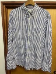 GLOBAL WORK 長袖シャツ XL 青白ストライプ