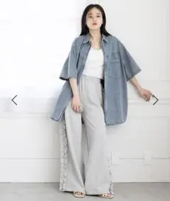 美品　RAGEBLUE オーバーサイズ/Wジップデニムルーズシャツ